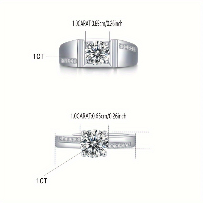 Couple's 925 Silver 1-Carat Moissanite Engagement Rings